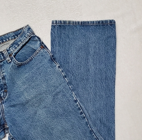 VINTAGE 1990s Jordache Stone Wash Mid Rise Distressed Flared Jeans 4 - Picture 6 of 10